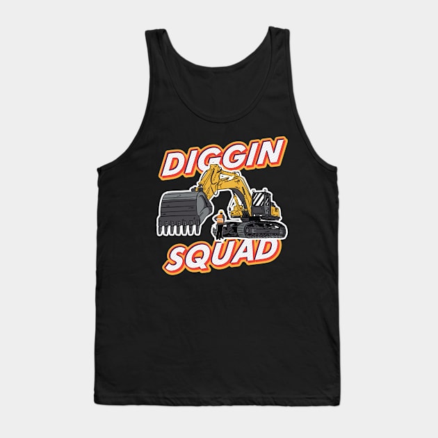 Funny Excavator and Construction Worker Heavy Equipment Tank Top by Riffize